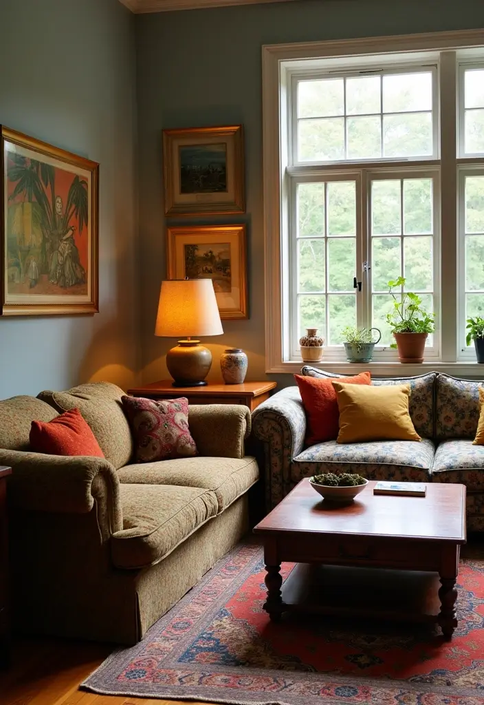 30 Spring Living Room Decor Ideas to Refresh Your Home - 16. Vintage Finds 1