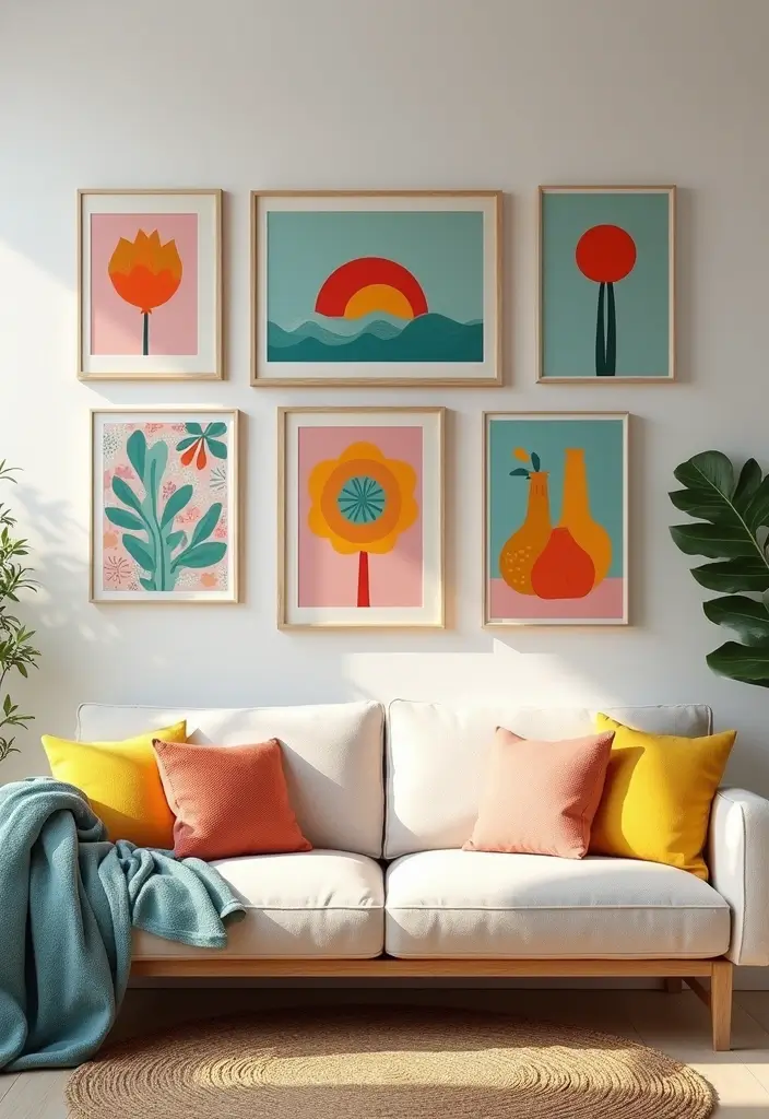 30 Spring Living Room Decor Ideas to Refresh Your Home - 18. Colorful Artwork 1
