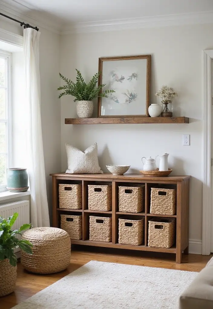 30 Spring Living Room Decor Ideas to Refresh Your Home - 21. Stylish Storage Solutions 1