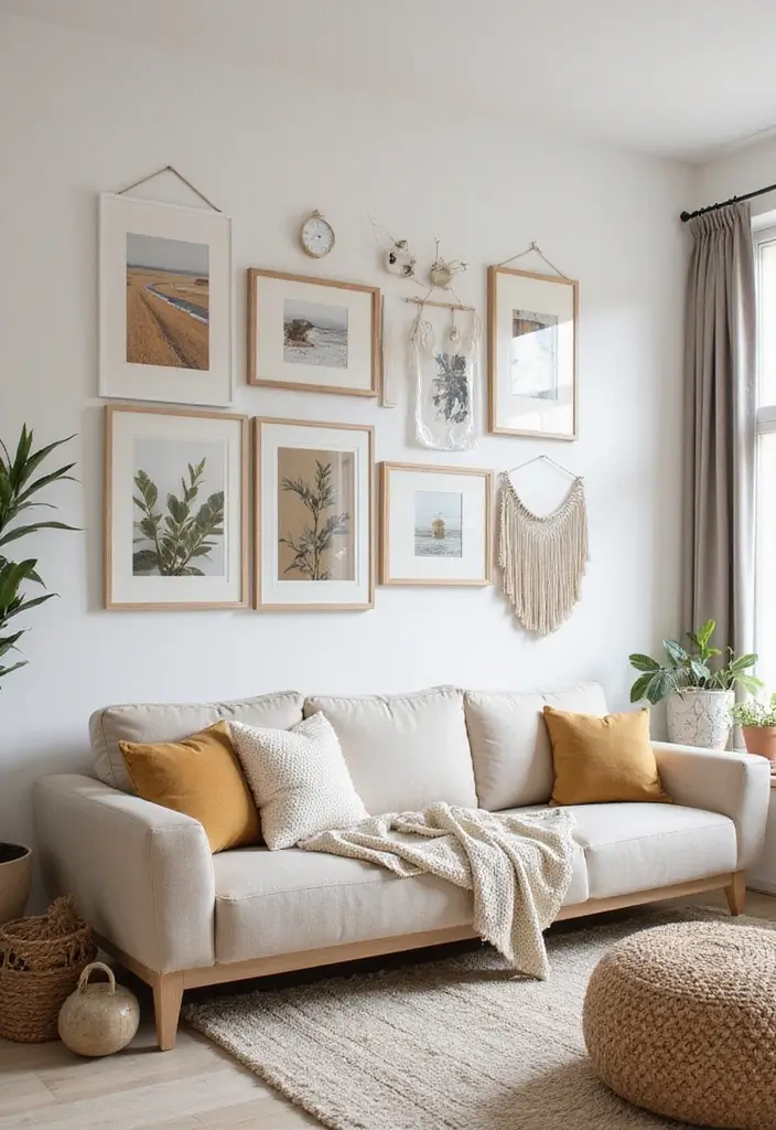 30 Spring Living Room Decor Ideas to Refresh Your Home - 22. Creative Wall Decor 1