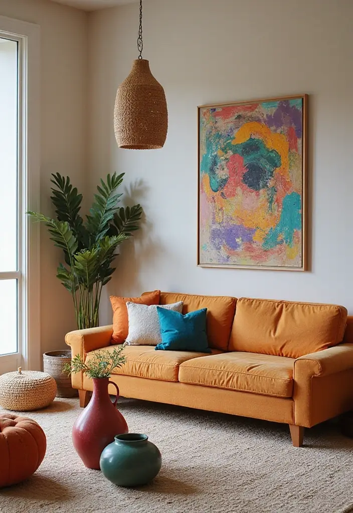 30 Spring Living Room Decor Ideas to Refresh Your Home - 23. Color Pop Accessories 1