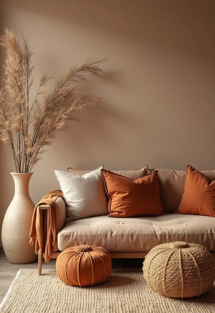 30 Spring Living Room Decor Ideas to Refresh Your Home - 28. Earthy Color Accents 1