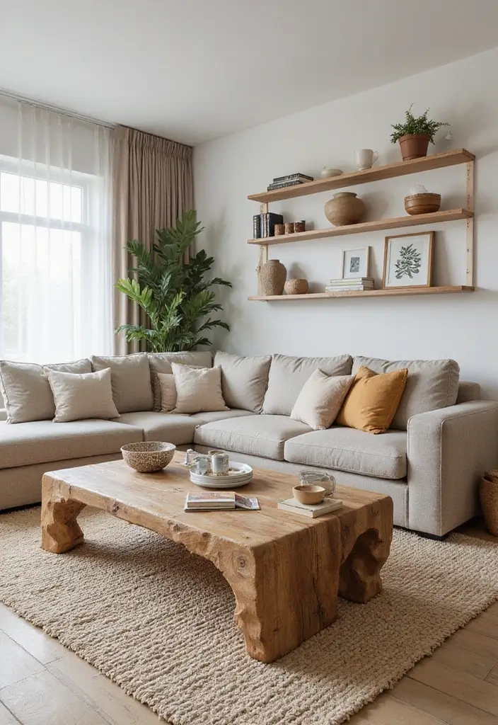30 Spring Living Room Decor Ideas to Refresh Your Home - 4. Natural Wooden Accents 1
