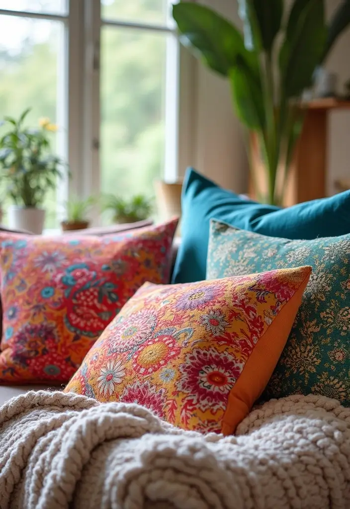 30 Spring Living Room Decor Ideas to Refresh Your Home - 5. Vibrant Throw Pillows 1