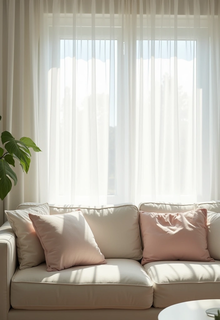 30 Summer Living Room Decor Ideas for Bright Spaces - 1. Light and Airy Fabrics 1