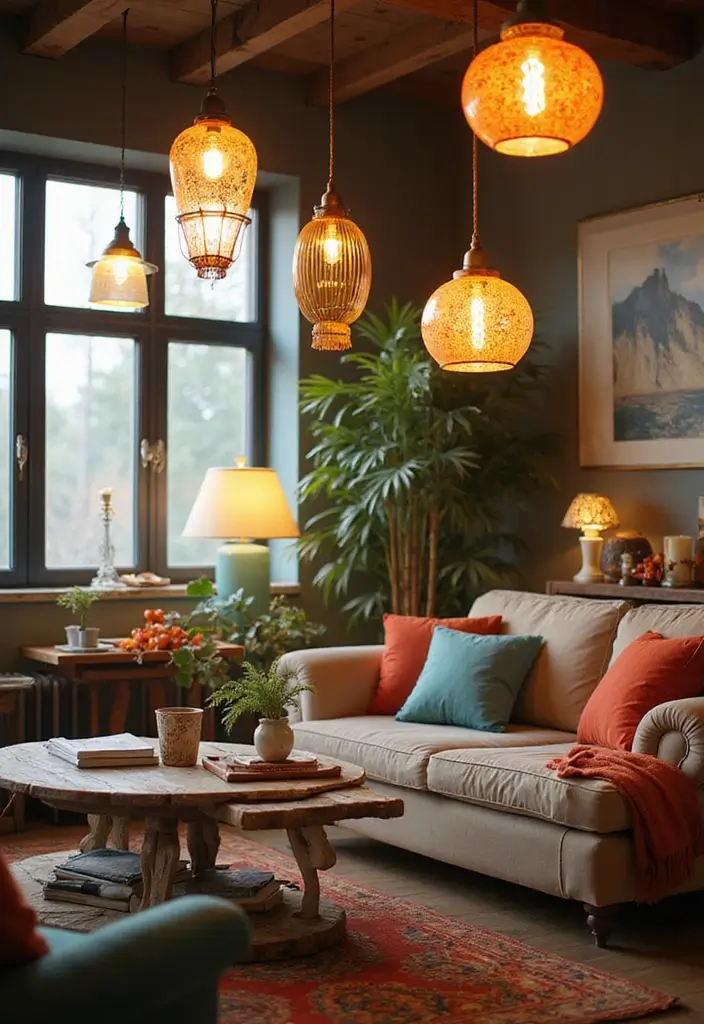 30 Summer Living Room Decor Ideas for Bright Spaces - 12. Bright Lighting Fixtures 1