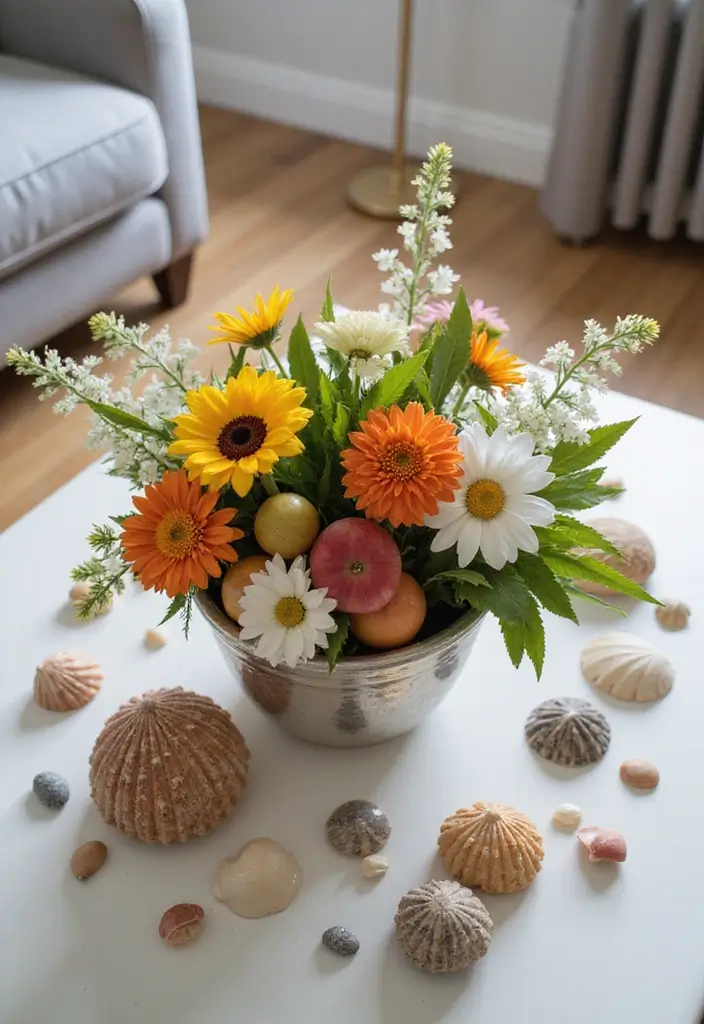 30 Summer Living Room Decor Ideas for Bright Spaces - 18. Seasonal Centerpieces 1