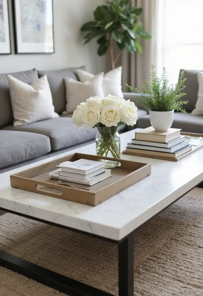 30 Summer Living Room Decor Ideas for Bright Spaces - 20. Chic Coffee Tables 1