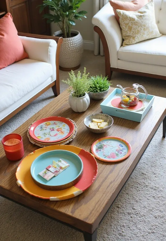 30 Summer Living Room Decor Ideas for Bright Spaces - 27. Use Fun Table Decor 1