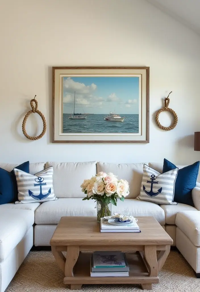 30 Summer Living Room Decor Ideas for Bright Spaces - 4. Nautical Accents 1