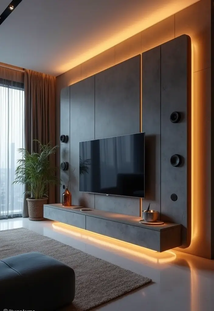30 TV Wall Decor Ideas for Modern Living Rooms - 11. Smart Technology Integration 1
