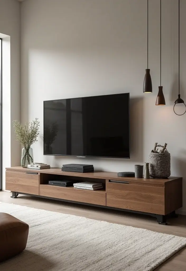 30 TV Wall Decor Ideas for Modern Living Rooms - 18. Chic TV Consoles 1