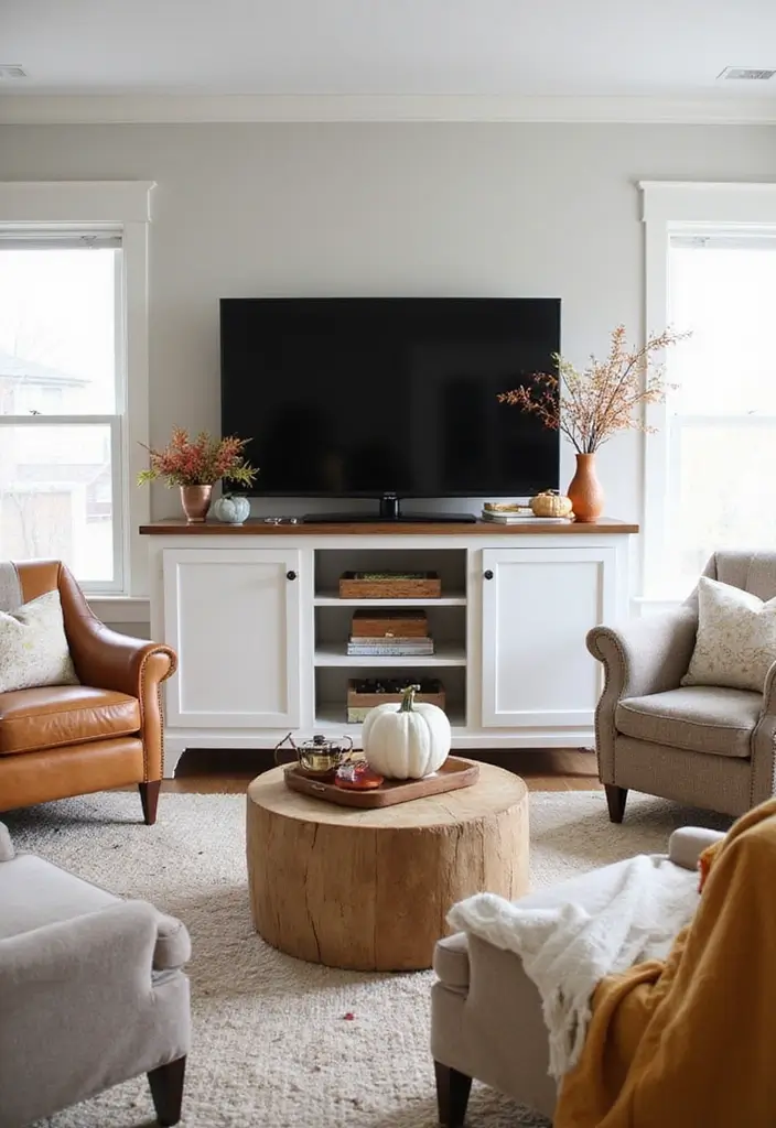30 TV Wall Decor Ideas for Modern Living Rooms - 28. Seasonal Decor Swaps 1