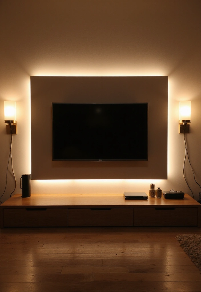 30 TV Wall Decor Ideas for Modern Living Rooms - 6. Integrated Lighting 1