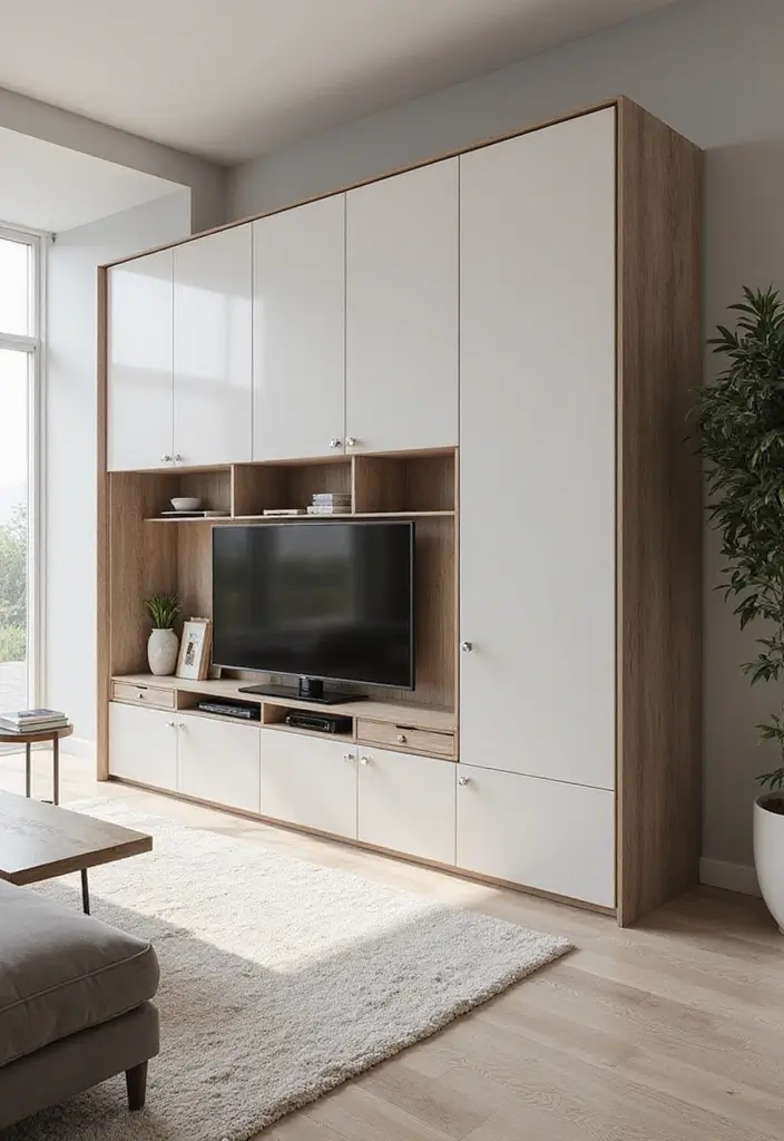 30 TV Wall Decor Ideas for Modern Living Rooms - 7. Hidden Storage Solutions 1