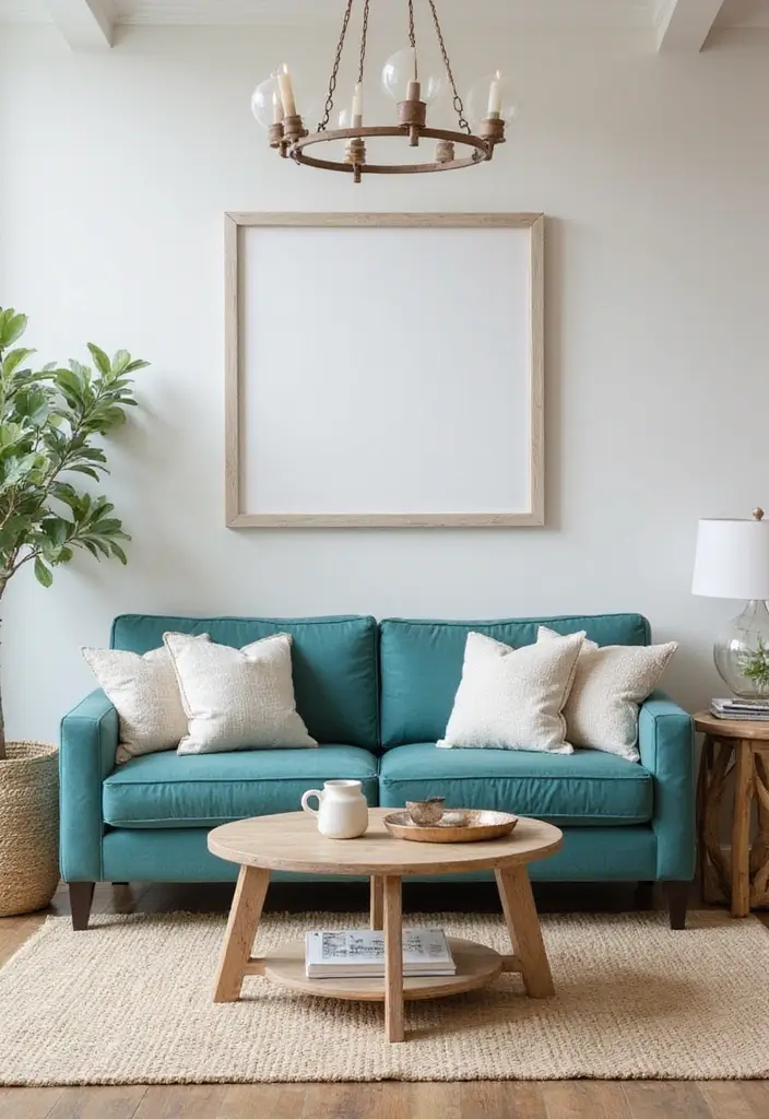 30 Teal Sofa Living Room Decor Ideas - 6. Coastal Vibes 1