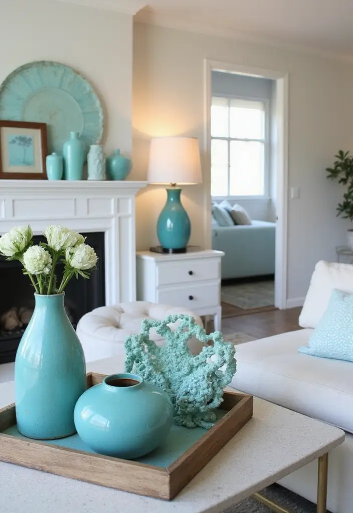 30 Turquoise Living Room Decor Ideas for Bold Style - 7. Bold Turquoise Accents 1