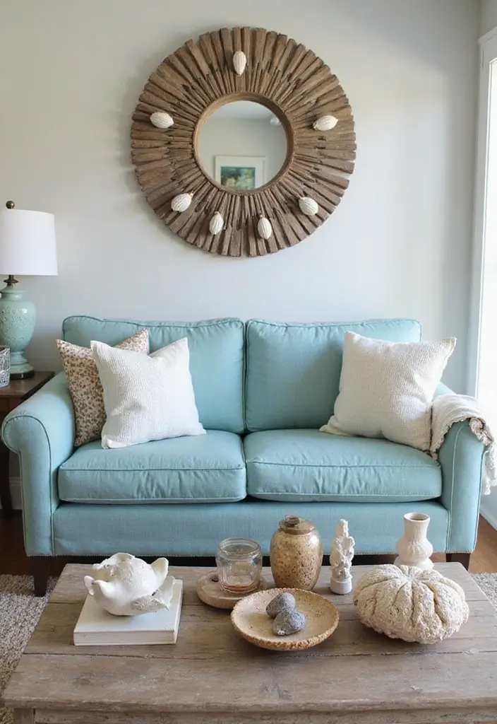 30 Turquoise Living Room Decor Ideas for Bold Style - 9. Coastal-Inspired Accessories 1