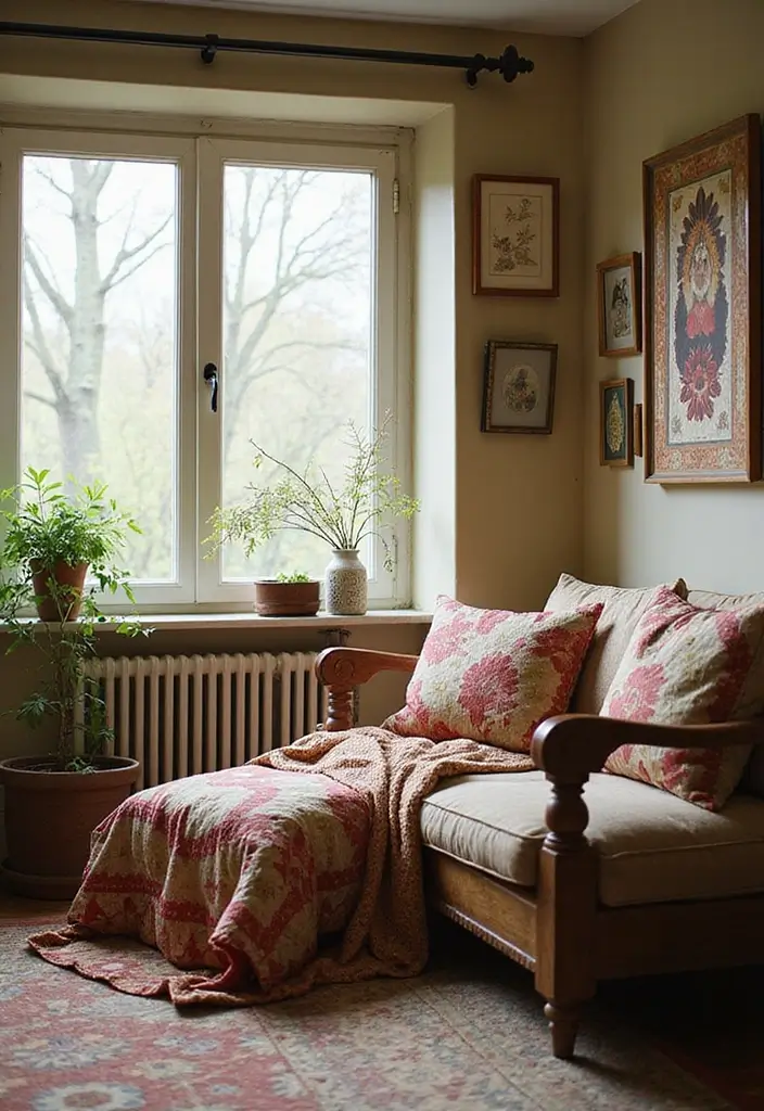 30 Vintage-Inspired Traditional Living Room Decor Ideas - 15. Vintage Fabric Accents 1