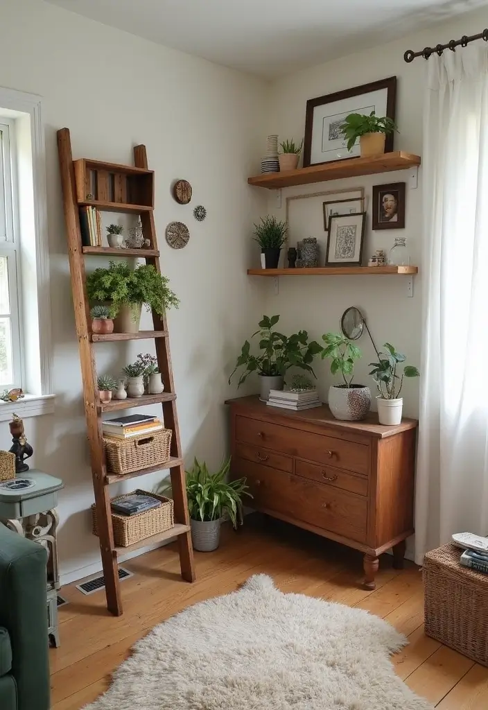 30 Vintage-Inspired Traditional Living Room Decor Ideas - 16. Repurposed Vintage Items 1