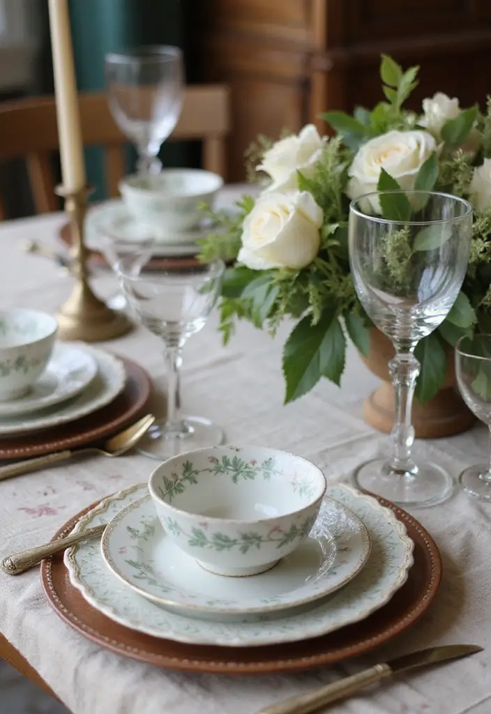 30 Vintage-Inspired Traditional Living Room Decor Ideas - 27. Vintage Inspired Table Settings 1