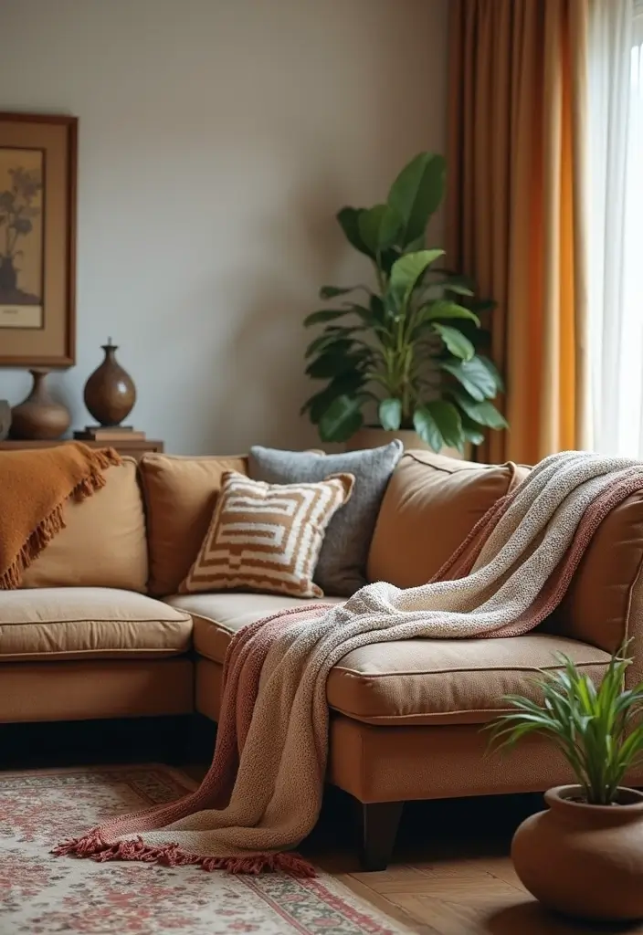 30 Vintage-Inspired Traditional Living Room Decor Ideas - 28. Vintage-inspired Throws 1