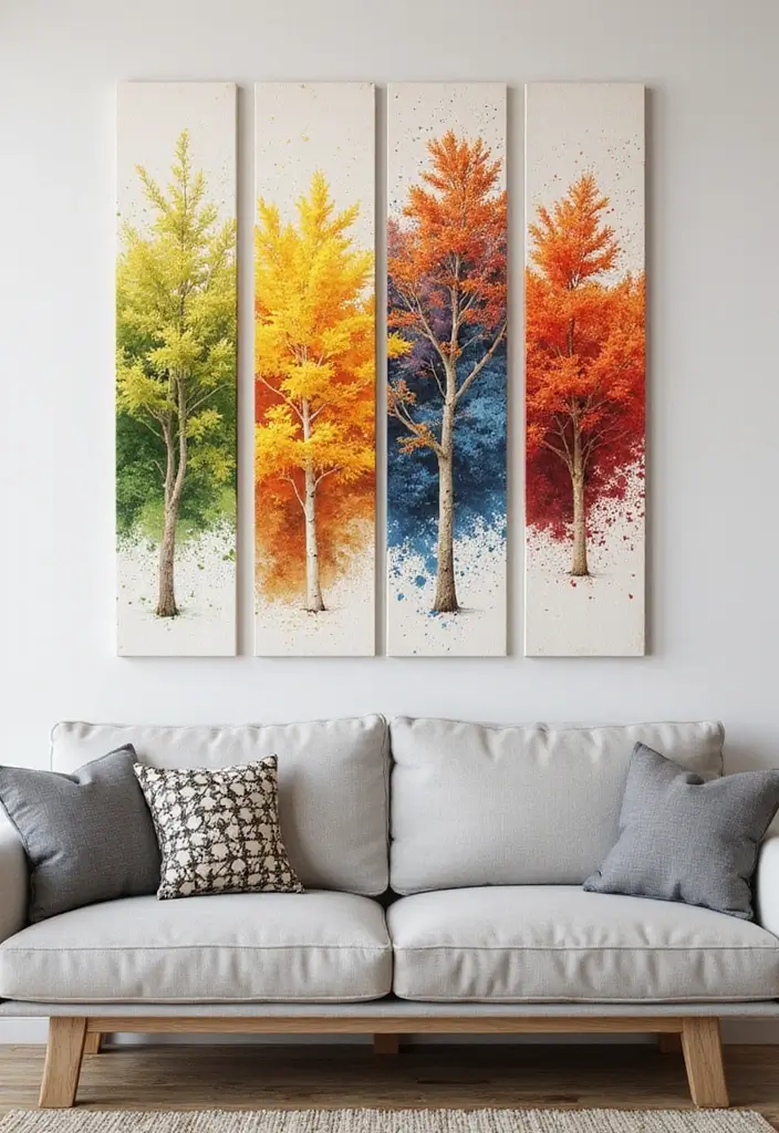 30 Wall Decor Ideas Above the Couch - 10. Seasonal Decor Change-Up 1
