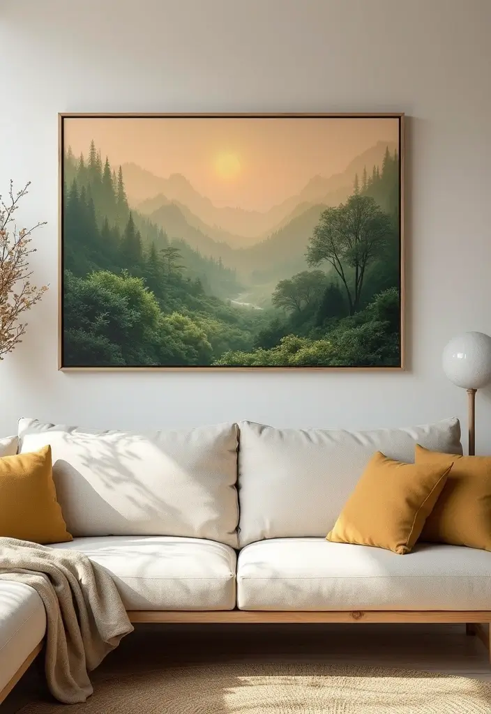 30 Wall Decor Ideas Above the Couch - 13. Nature-Inspired Artwork 1