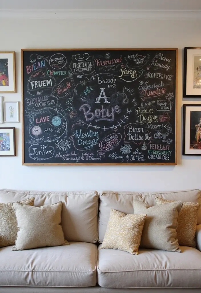 30 Wall Decor Ideas Above the Couch - 19. Chalkboard Wall Art 1