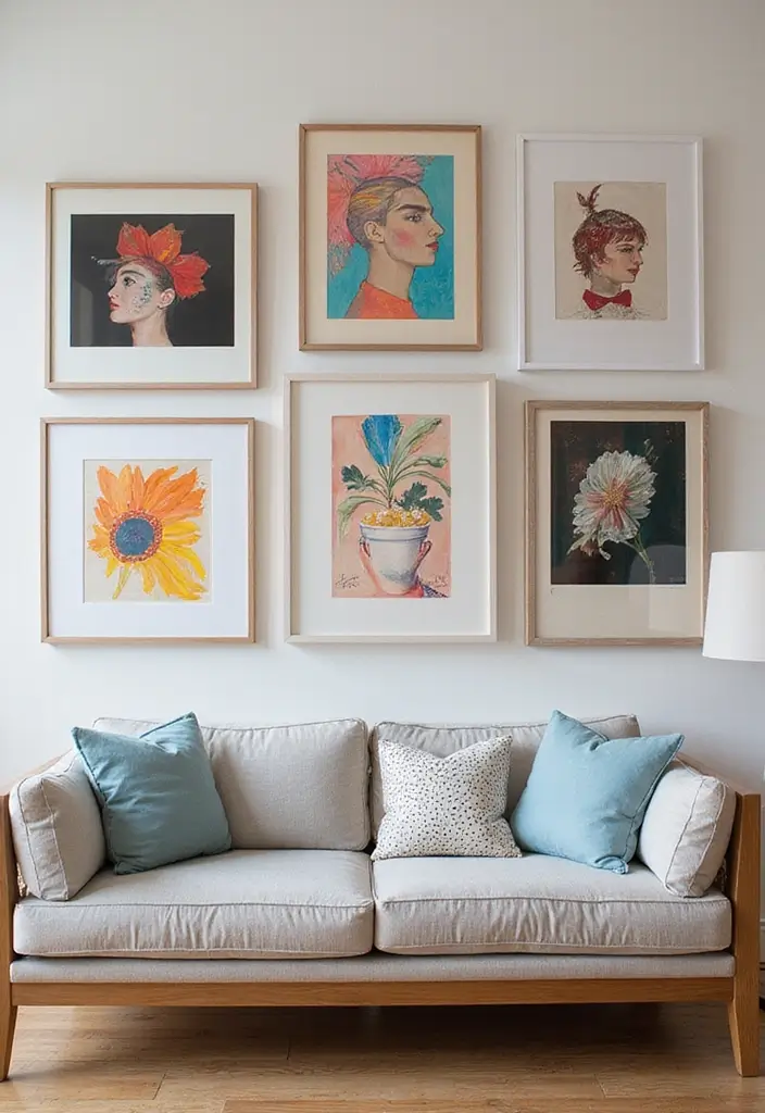 30 Wall Decor Ideas Above the Couch - 29. Art from Local Artists 1