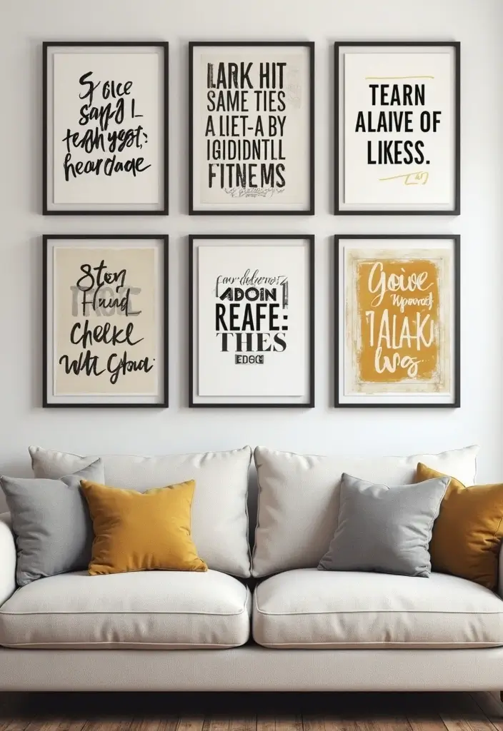 30 Wall Decor Ideas Above the Couch - 8. Inspirational Quotes 1