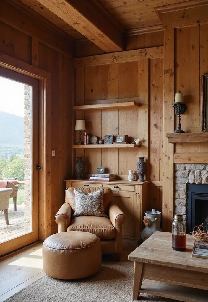 30 Western Living Room Decor Ideas with Rustic Charm - 17. Rustic Wall Paneling 1