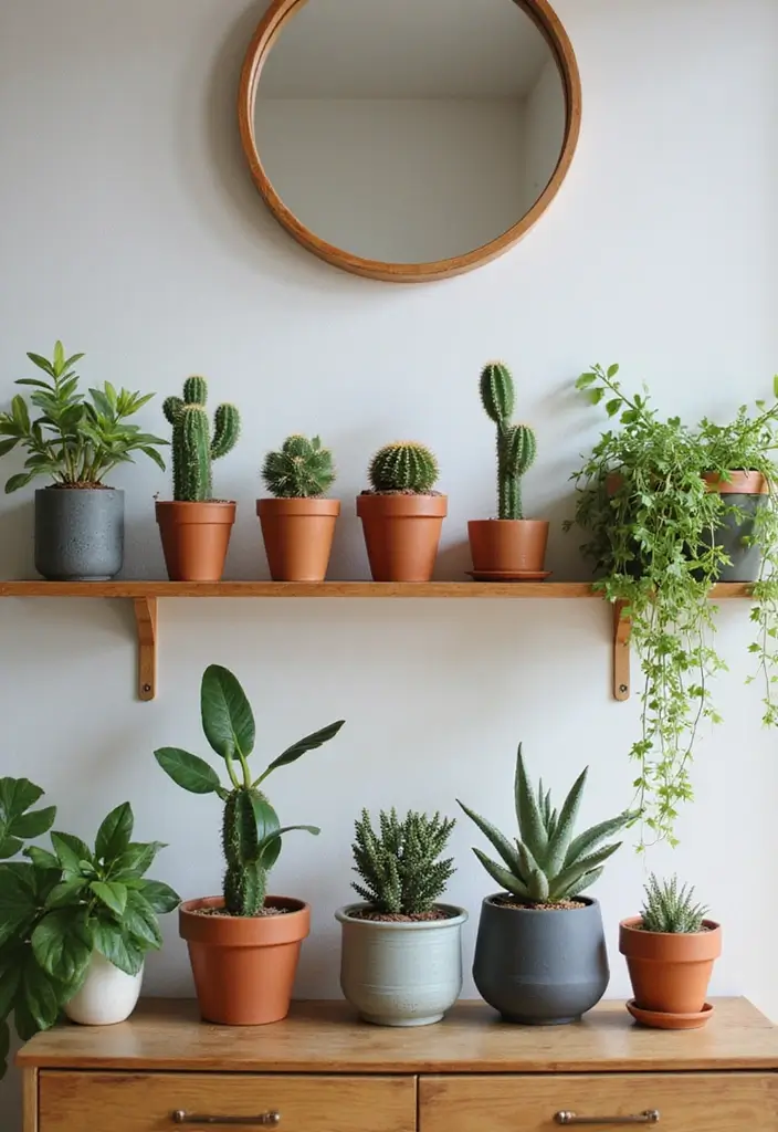 30 Western Living Room Decor Ideas with Rustic Charm - 26. Potted Cacti and Succulents 1