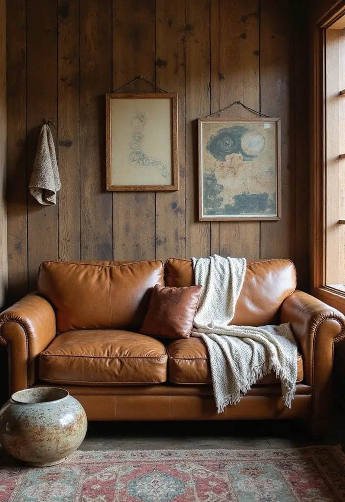 30 Western Living Room Decor Ideas with Rustic Charm - 3. Leather Accents 1