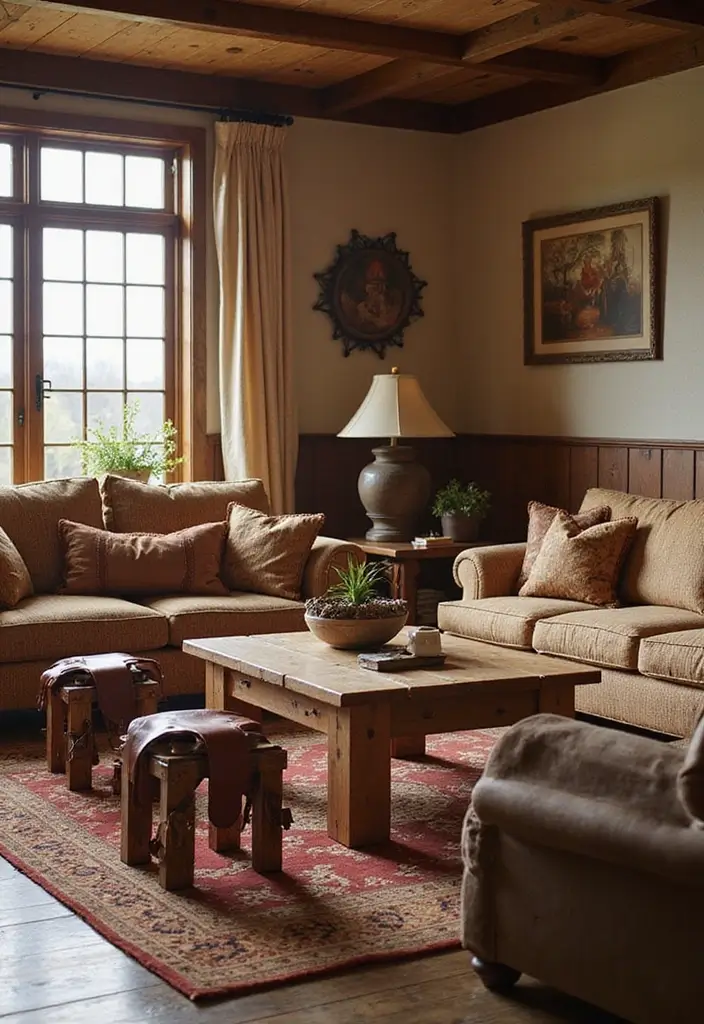 30 Western Living Room Decor Ideas with Rustic Charm - 4. Cowboy Style Furnishings 1