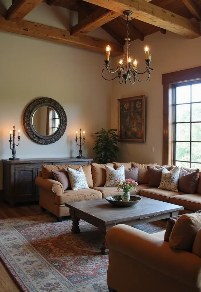 30 Western Living Room Decor Ideas with Rustic Charm - 9. Wrought Iron Accents 1