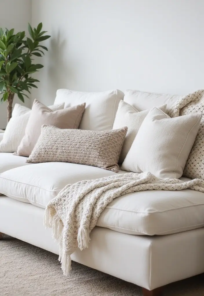 30 White Couch Living Room Decor Ideas - 1. Layered Textures 1