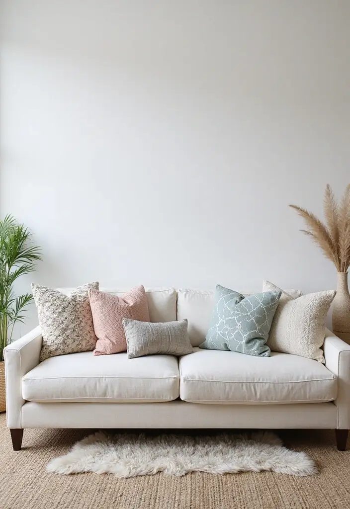 30 White Couch Living Room Decor Ideas - 10. Accent Pillows 1