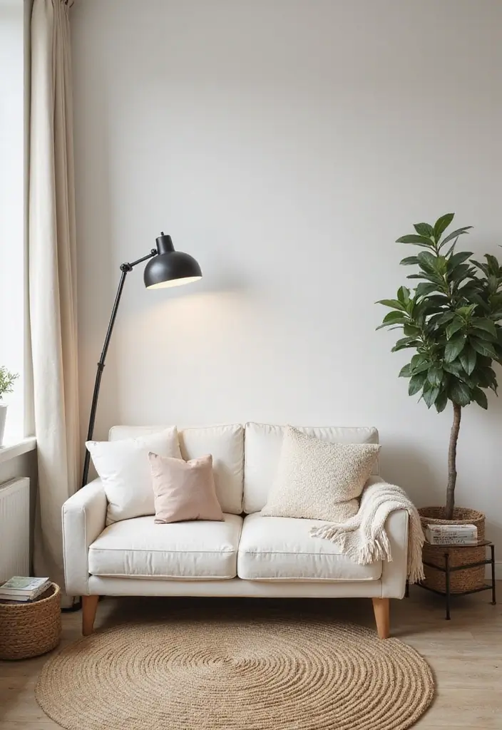 30 White Couch Living Room Decor Ideas - 15. Cozy Reading Nook 1