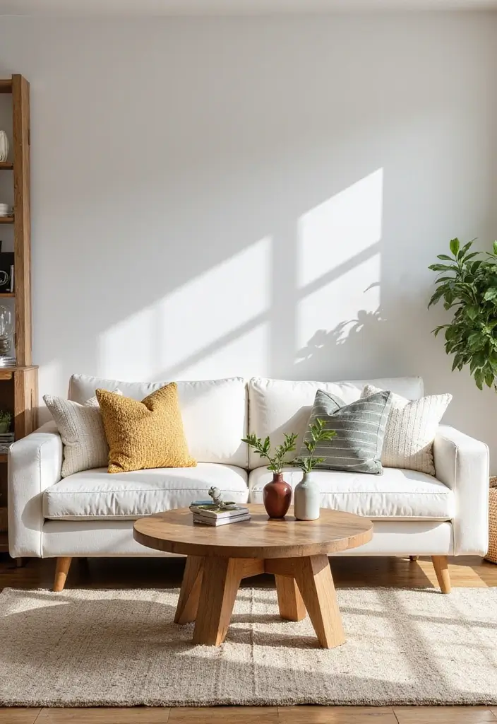 30 White Couch Living Room Decor Ideas - 21. Seasonal Decor Changes 1