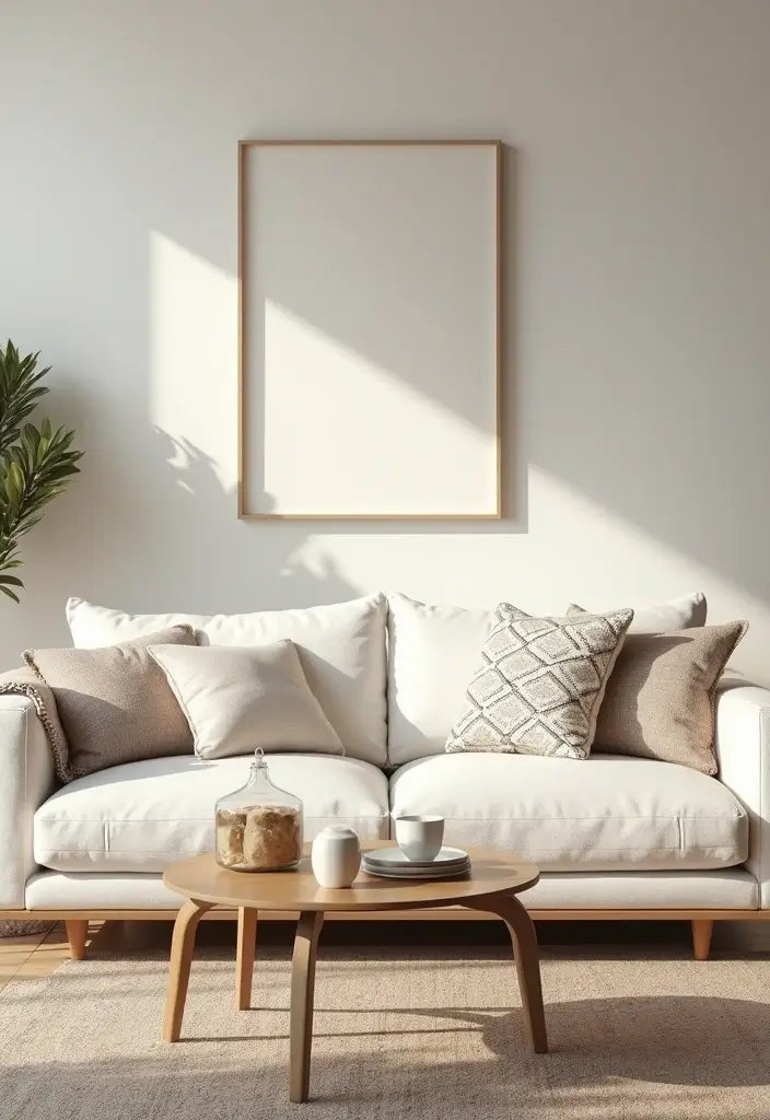 30 White Couch Living Room Decor Ideas - 28. Subtle Patterns and Prints 1