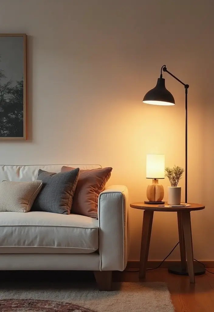 30 White Couch Living Room Decor Ideas - 29. Creative Lighting 1