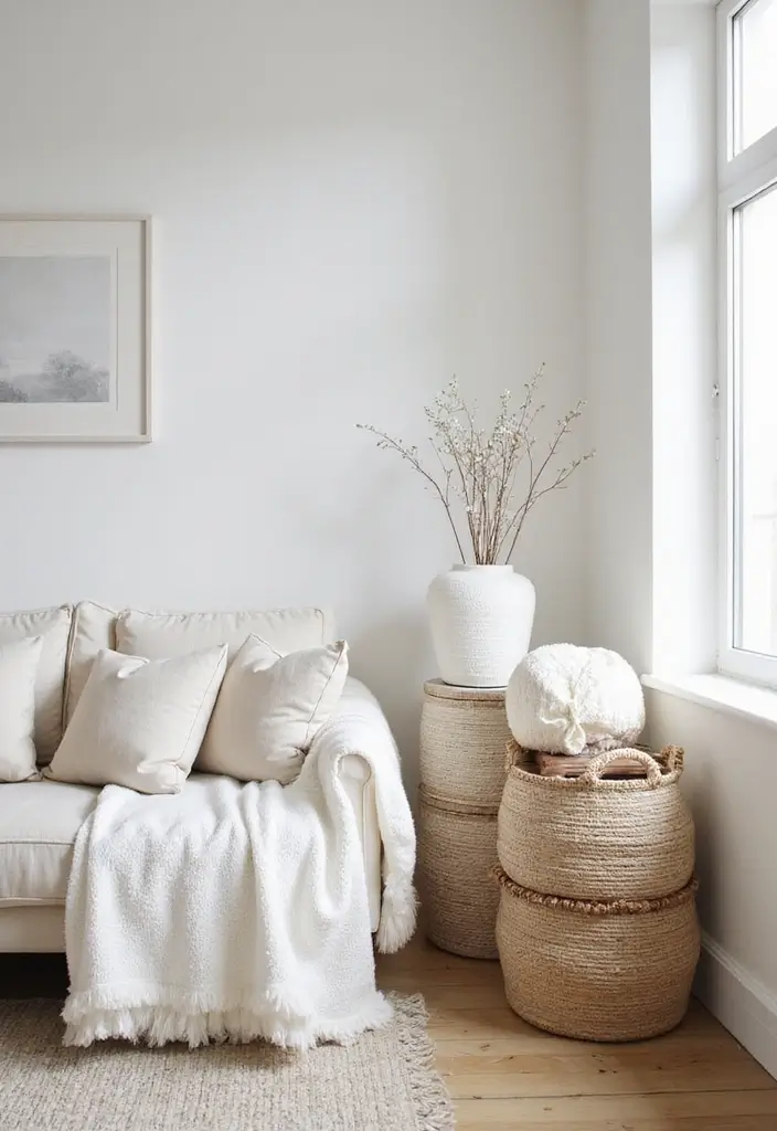 30 White Living Room Decor Ideas for a Bright Home - 1. Cozy White Textures 1