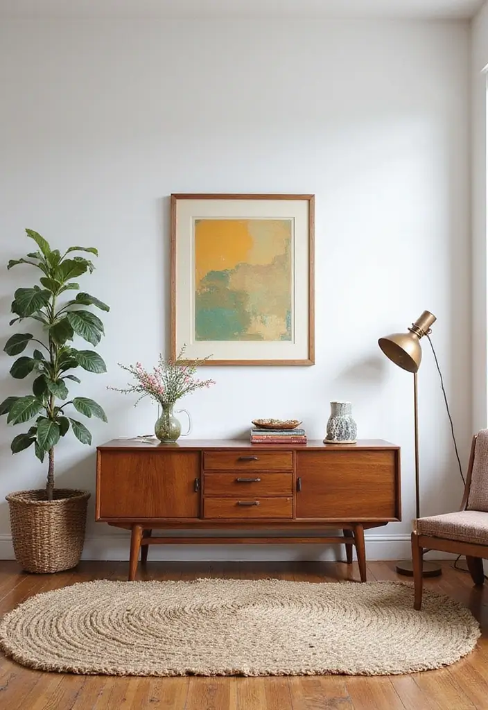 30 White Living Room Decor Ideas for a Bright Home - 10. Vintage Accents 1