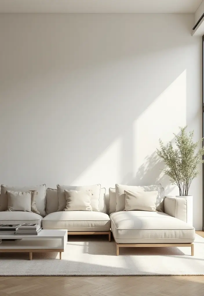 30 White Living Room Decor Ideas for a Bright Home - 17. Clean Lines in Furniture 1