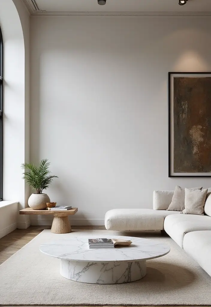 30 White Living Room Decor Ideas for a Bright Home - 21. White Stone Accents 1