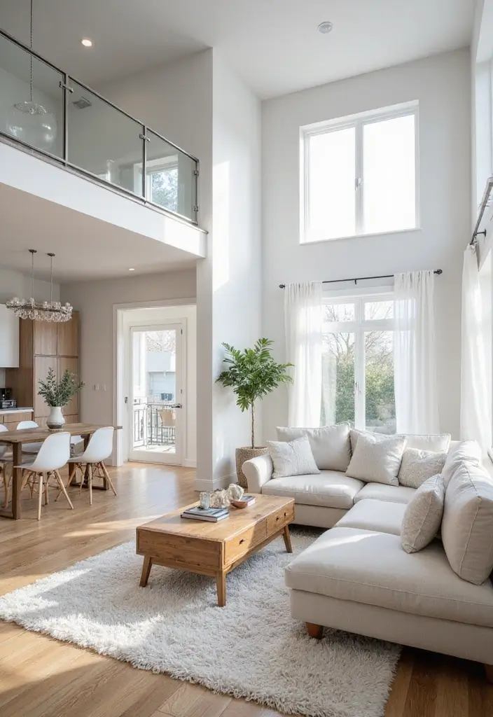 30 White Living Room Decor Ideas for a Bright Home - 22. Open Floor Plan 1