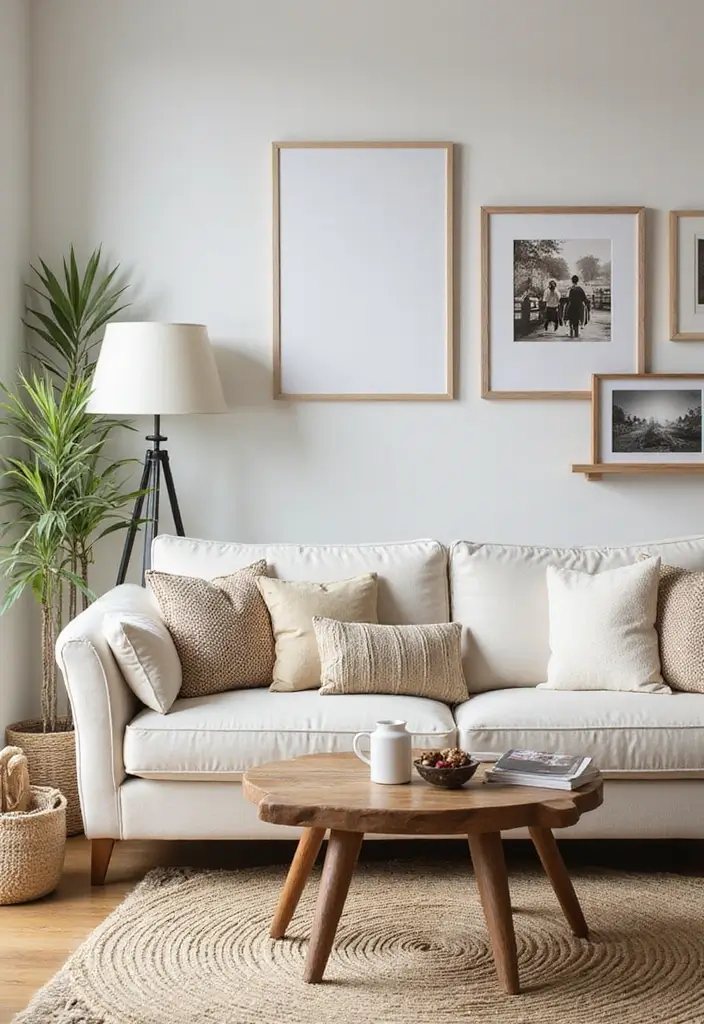 30 White Living Room Decor Ideas for a Bright Home - 24. Personal Touches 1