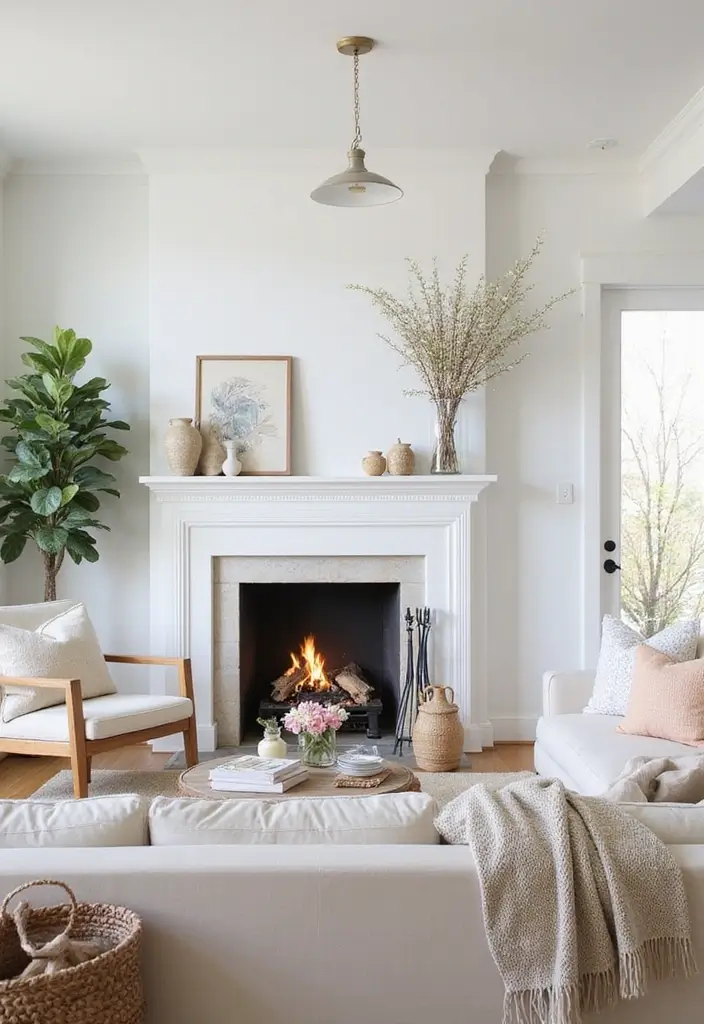 30 White Living Room Decor Ideas for a Bright Home - 30. Seasonal Decor Changes 1