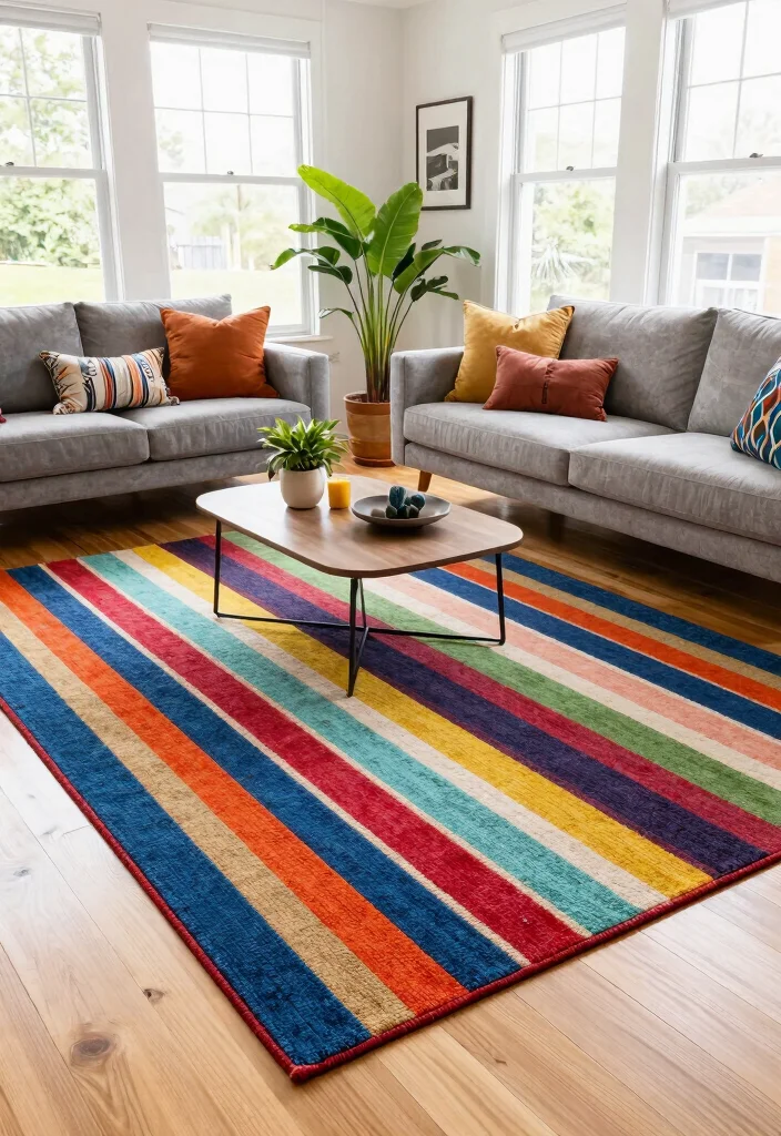 26 Mid-Century Modern Area Rugs That Work in Every Room - 15. Striped Statements 1